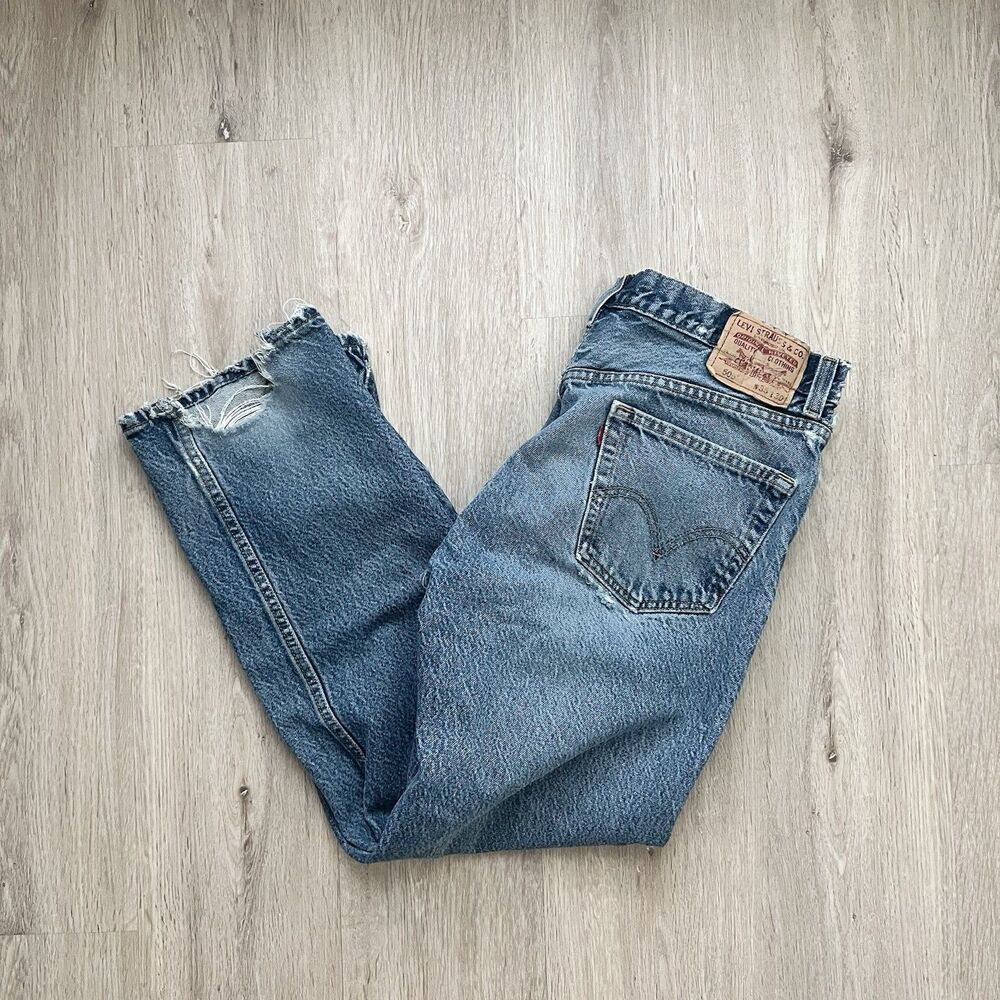 Levi's 505 Jeans Mens 35x30 Blue Medium Wash Regular Fit Straight Leg Y2K Cotton